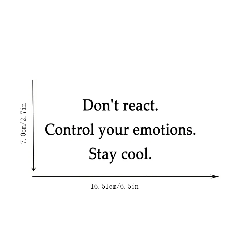 Don't React. Control your emotions. Stay cool, Mirror Makeup Mirror Stickers, Car Sticker, Car Window Decoration, Vinyl Sticker