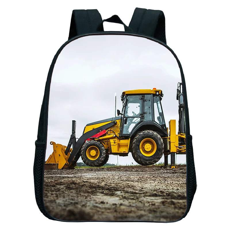 12 Inch Excavator Tractor Print Backpacks Fire Truck Bookbag Ambulance Kids Backpack Preschool Boys Girls Kindergarten Schoolbag