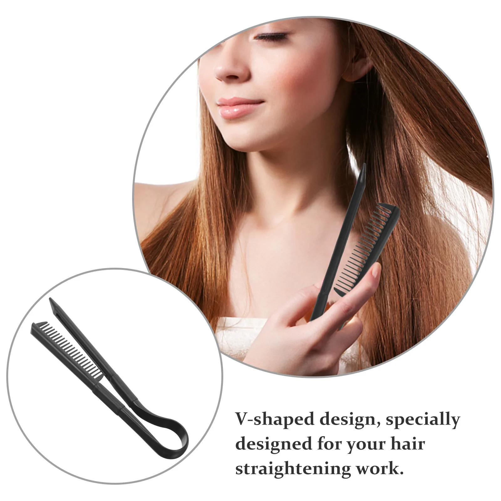 

Hair Straightener Comb V-Shaped Plastic Durable Lightweight Foldable Compact Salon Home Styling Tool Hair Straightening Comb