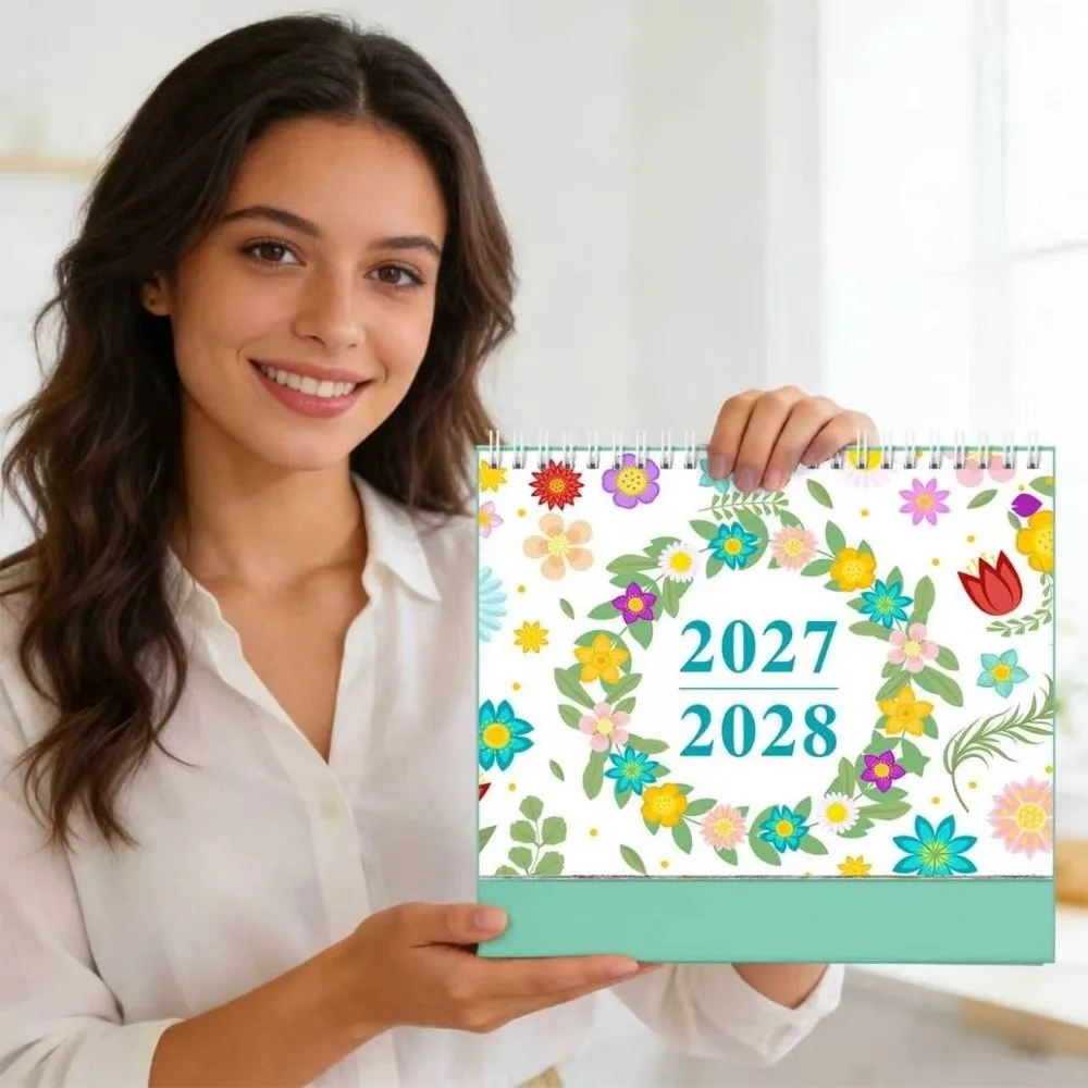 New Plant Desk Calendar Small January 2027-June 2028 2027 Desktop Planner Standing Flip Office Supplies Monthly Agenda Calendar