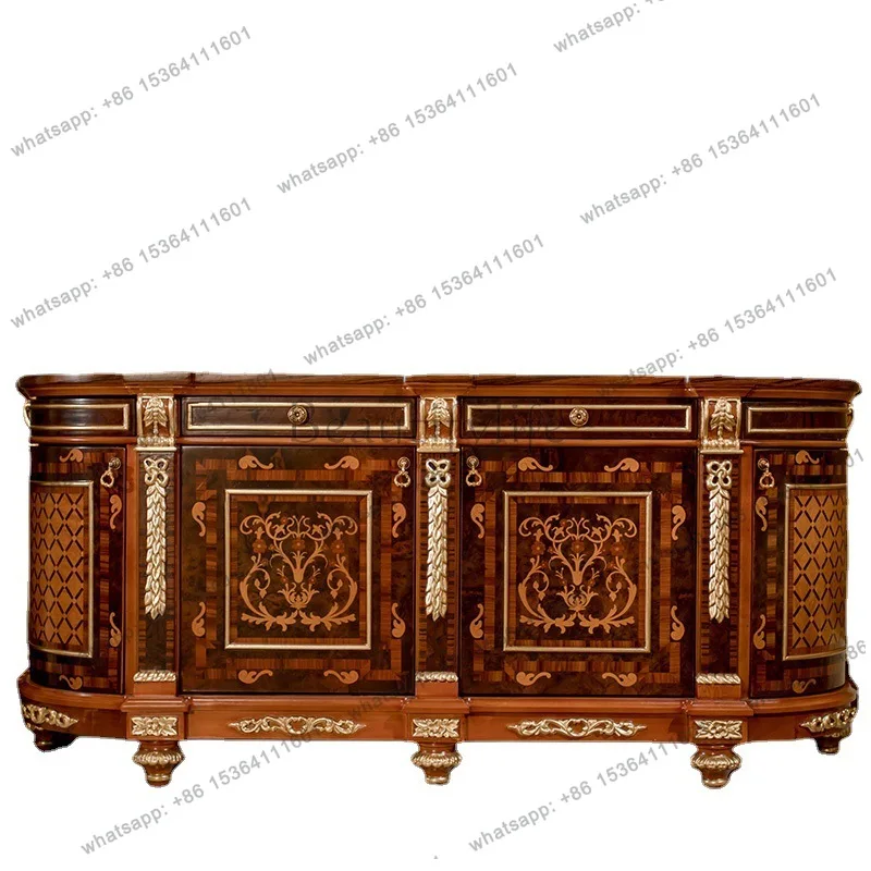 

European furniture mahogany carved decorative cabinet multi-functional storage side cabinet