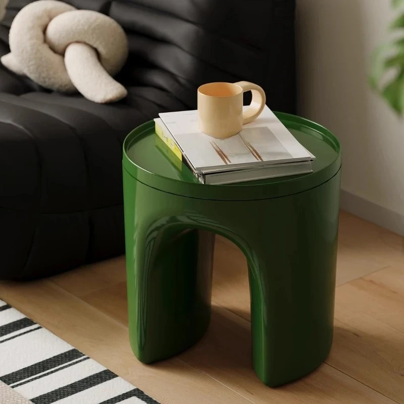 Nordic Cream Style Living Room Side Table Plastic Coffee Table Minimalist Bedroom Bedside Table, Creative Storage Cabinet Stool