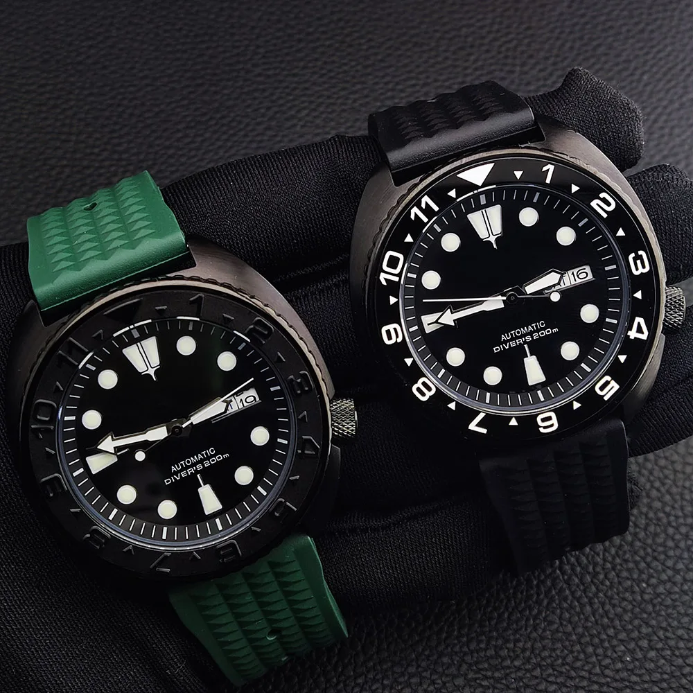 44mm Watch Sapphire Flat Glass Green Glow Ceramic Bezel Casual Men's Custom Dial NH36 Stainless Steel Waterproof Watches