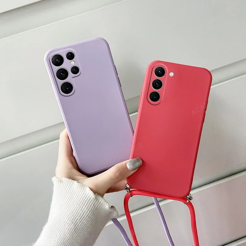 S 25 S25 الترا Crossbody قلادة الحبل السائل غطاء من السيليكون لسامسونج غالاكسي S25 S24 S23 زائد الترا 5G الغطاء الخلفي على S24FE #3