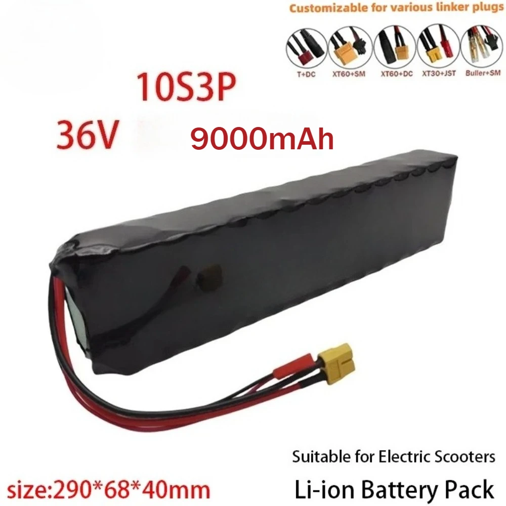 حزمة بطارية ليثيوم أيون 18650 قابلة لإعادة الشحن، بطارية 36 فولت 10S3P 9000 مللي أمبير في الساعة، BMS مدمجة، مناسبة لبطاريات سلسلة Kugoo S1، S2، S3