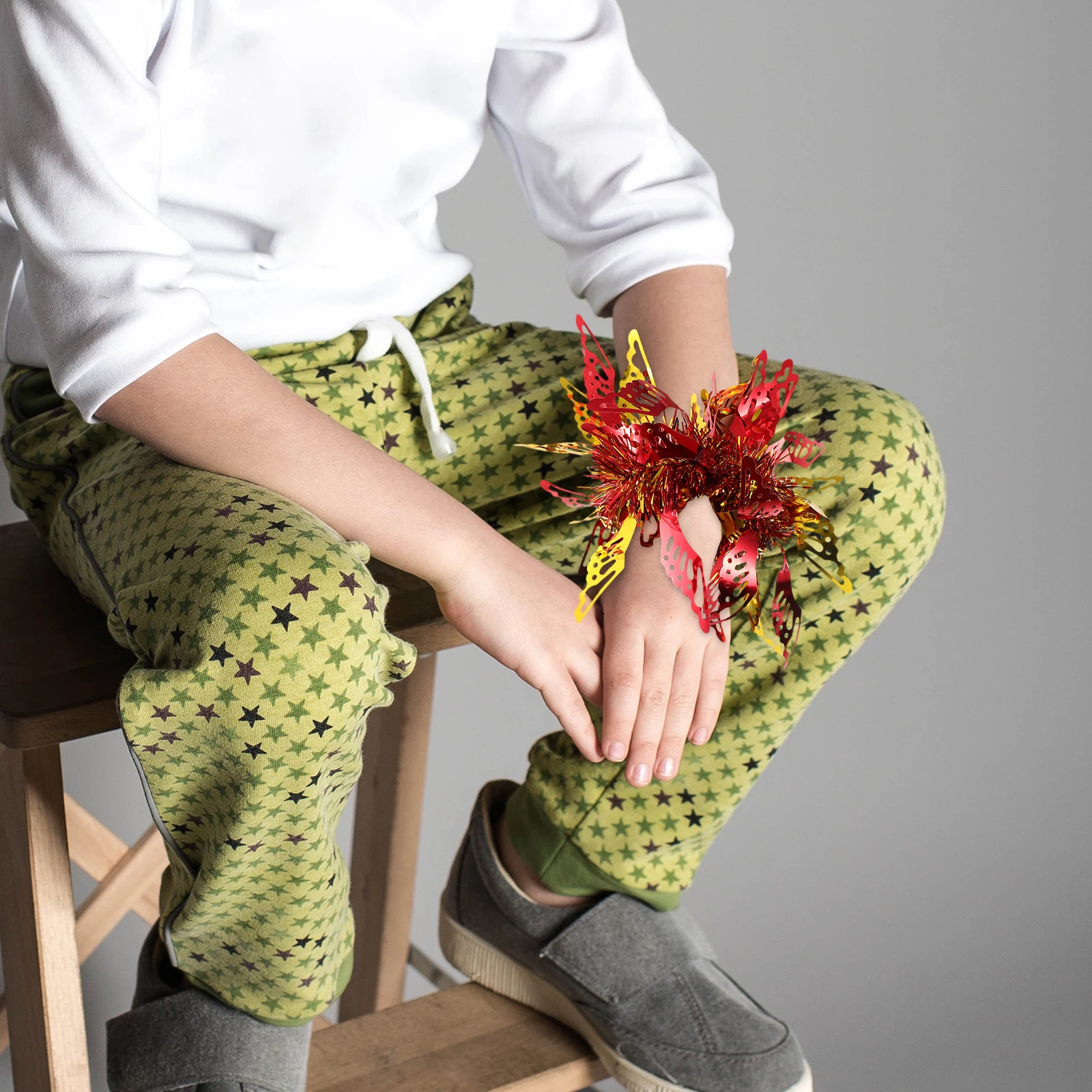 6 Pcs 어린이 댄스 핸드 플라워 치어 리더 손목 포몬 치어 리딩 소품 폼폼 팔찌 레드