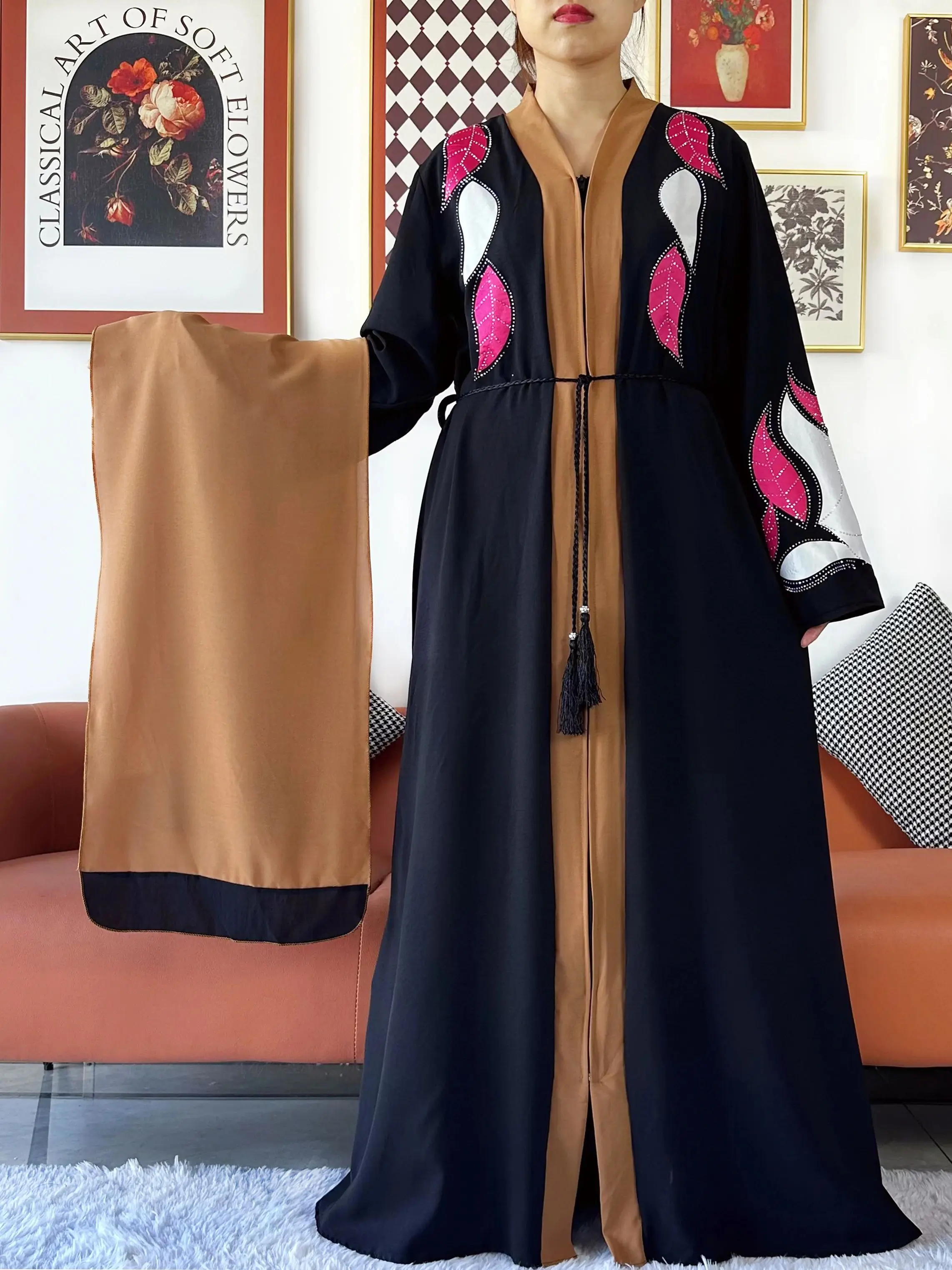 High Grade Fabric Women Party Dress Chiffon Open Abaya Muslim Women Dress Islamic Clothing Cardigan Abaya Women Muslim Dress