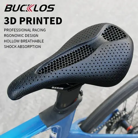 BUCKLOS 카본 3D 프린트 새들, 레이싱 자전거 시트, 통기성 도로 자전거 새들, 나일론 산악 자전거 쿠션, 143mm, 155mm