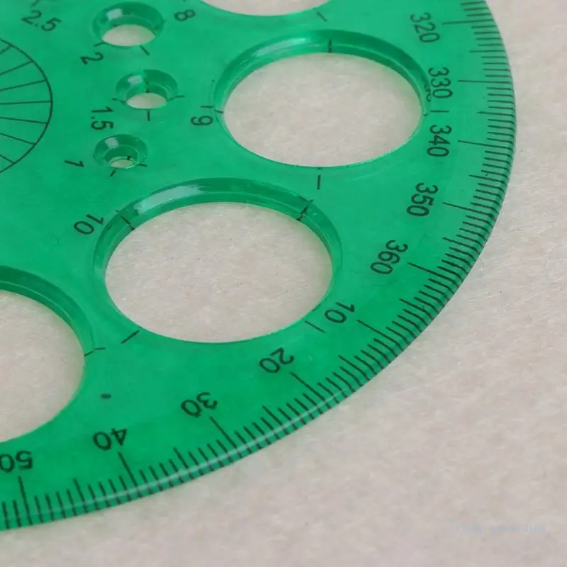 M17F 360 Degree Protractor All Round Ruler Template Circle School Drafting Supplies