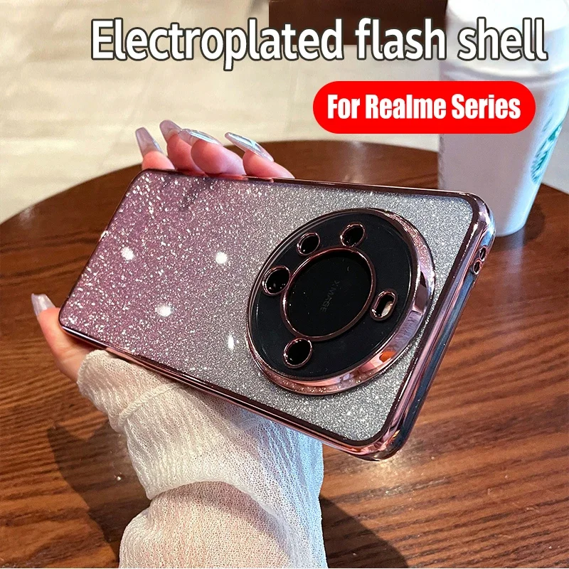 

Роскошный блестящий чехол для Oppo Realme 11 Pro Plus 4 г 5 г, женская мягкая силиконовая задняя крышка с градиентом