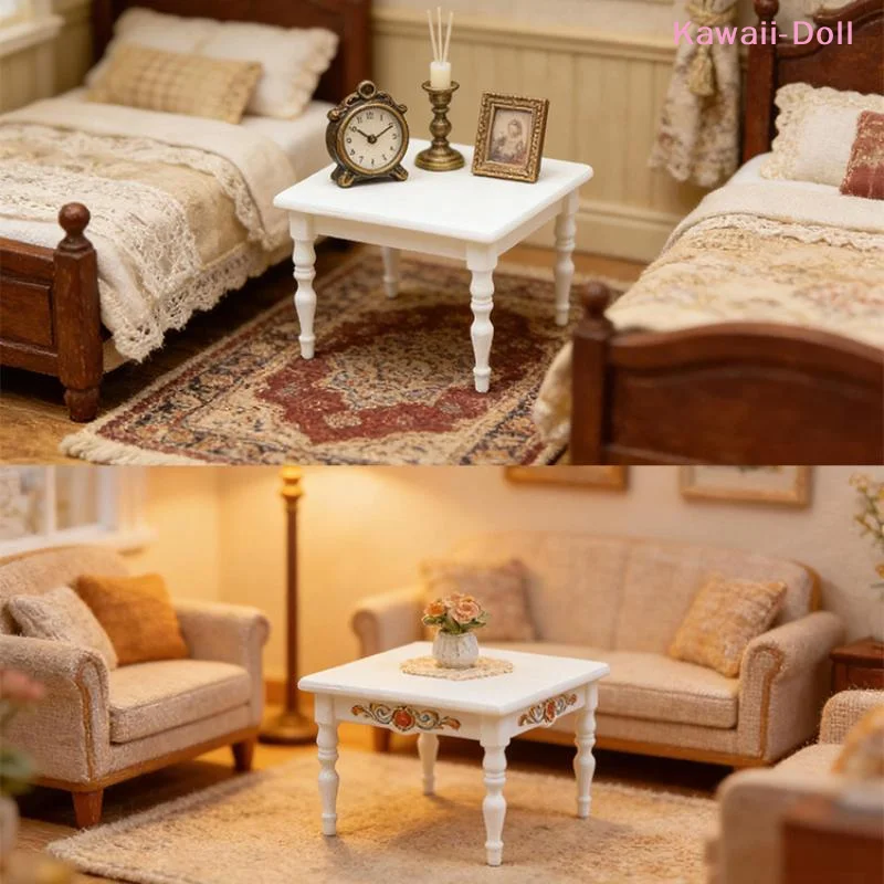 [DO]1/12 Dollhouse Simulation Square Tea Table Model Dollhouse Living Room Furniture Decoration Dolls House DIY Accessories[DO]