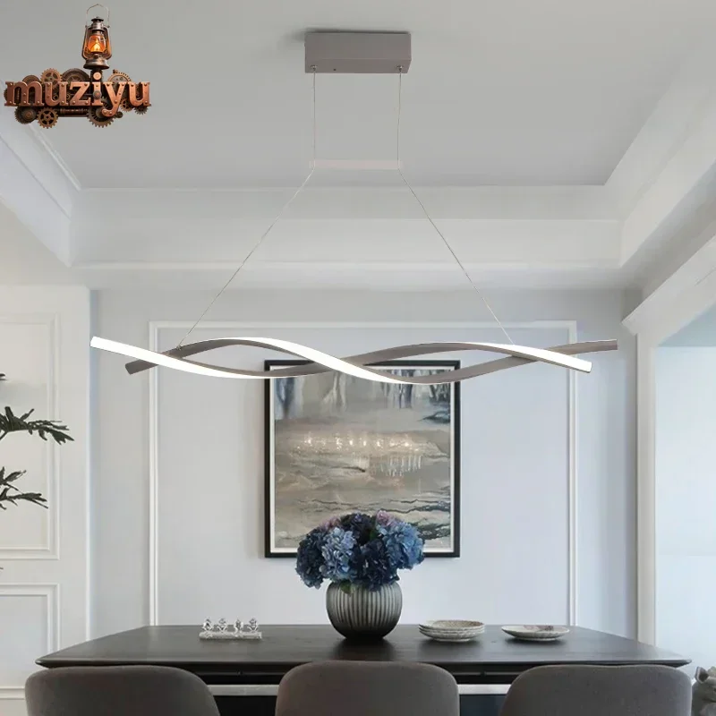 Muziyu Modern Rotate Led Pendant Lights Dimmable for Kitchen Island Table Dining Room Office Chandelier Decor Lighting Lusters F