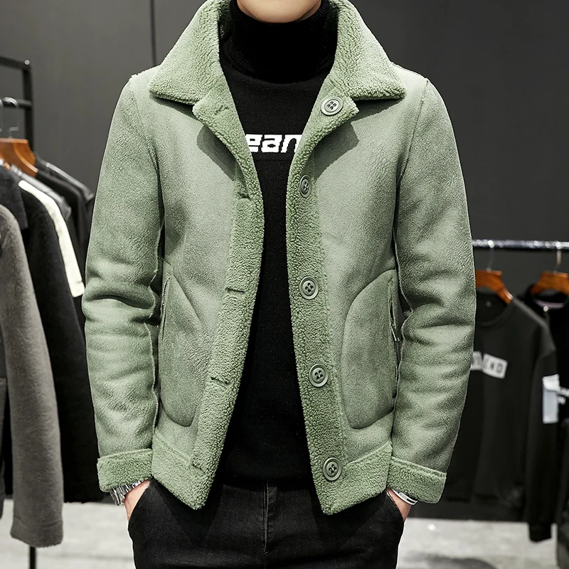 

Облегающее зимнее пальто для мужчин, утолщенная двусторонняя куртка-бомбер на подкладке из шерпа, двусторонняя теплая облегающая парка