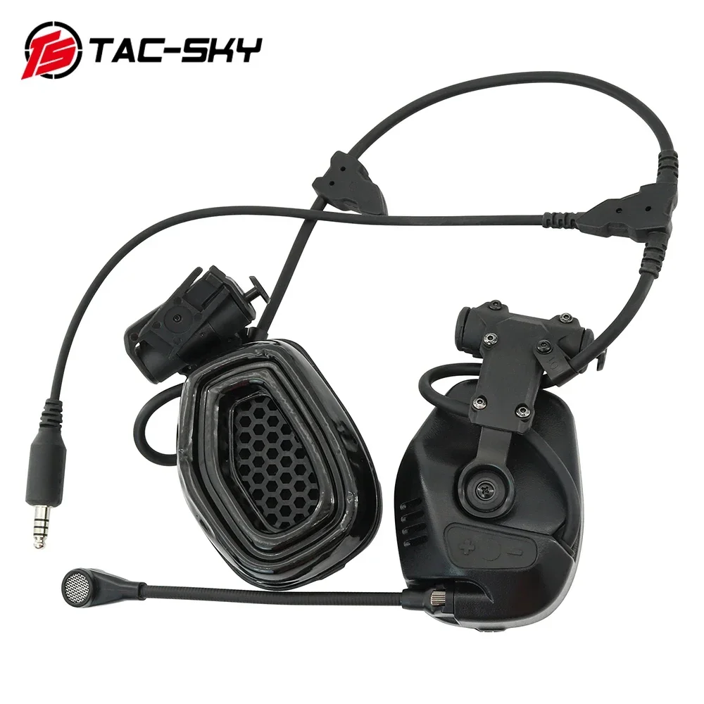 TAC-SKY Tactical RAC Headset Communication Pickup Noise Reduction with ARC Rail Adapter Fast Helmet Tactical High-cut Headset