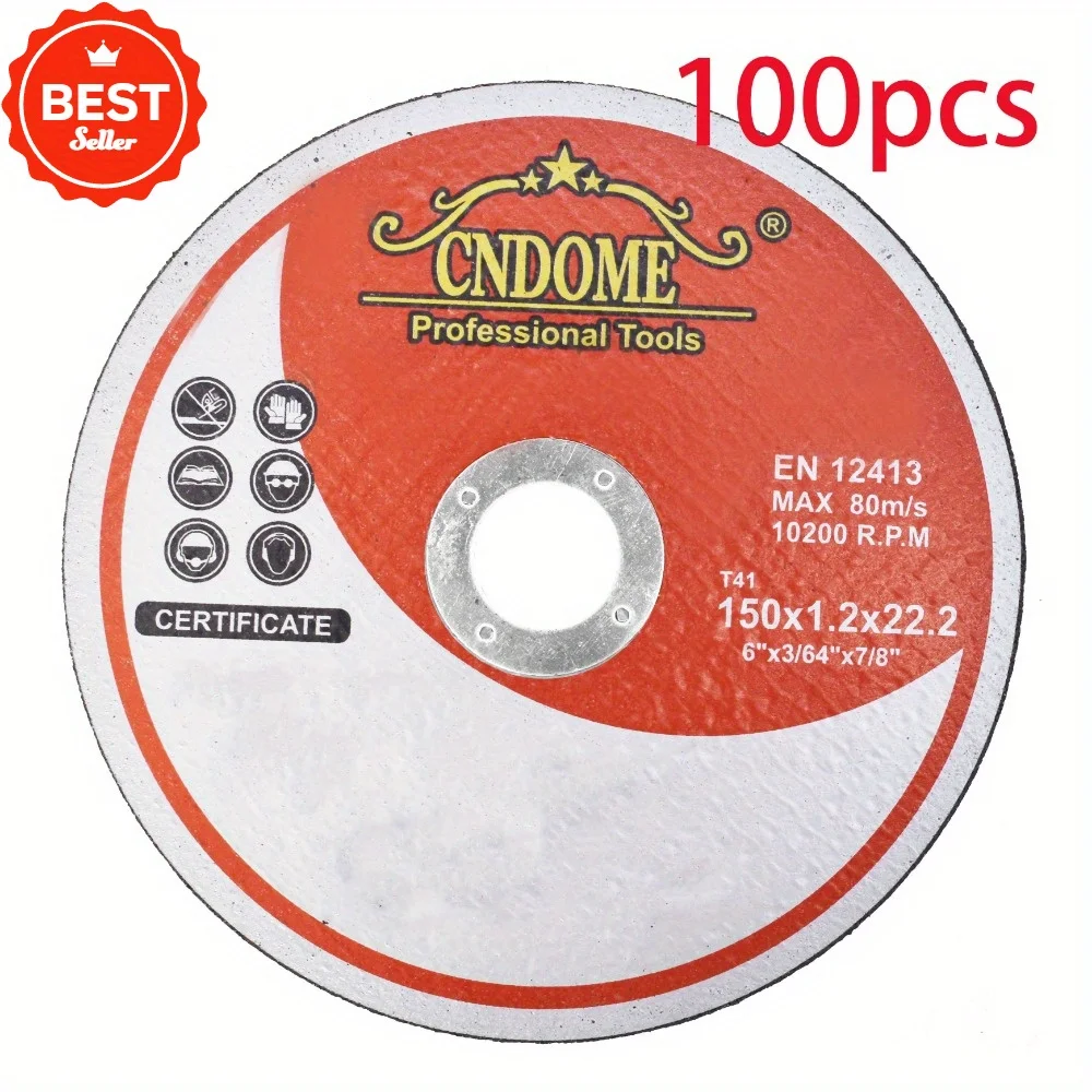 

100 Pack Metal & Stainless Steel Cutting Discs 6" x 0.045" x 7/8" Cut-Off Wheel