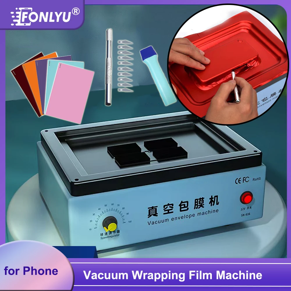 Máquina de recubrimiento de película al vacío para teléfono móvil completamente automática FONLYU, máquina de embalaje laminada de cubierta completa con cambio de Color para teléfono móvil