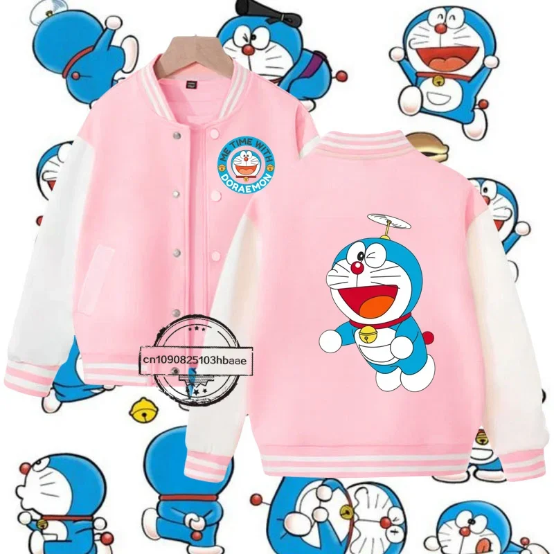 Doraemon Kids Baseball Uniform Fashion Sweatshirt for boys and girls 2-14 years old Fall/Winter jacket Cartoon Printed coat