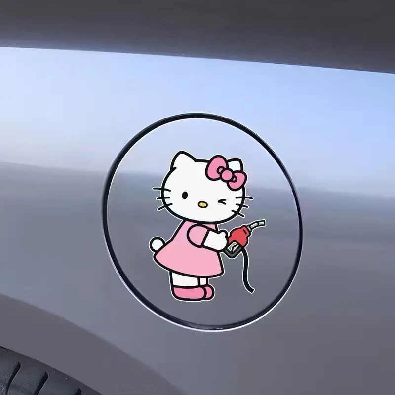 Kawaii HelloKitty Cartoon Stickers, Car Fuel Cap Stickers, DIY Decorative Stickers view 3
