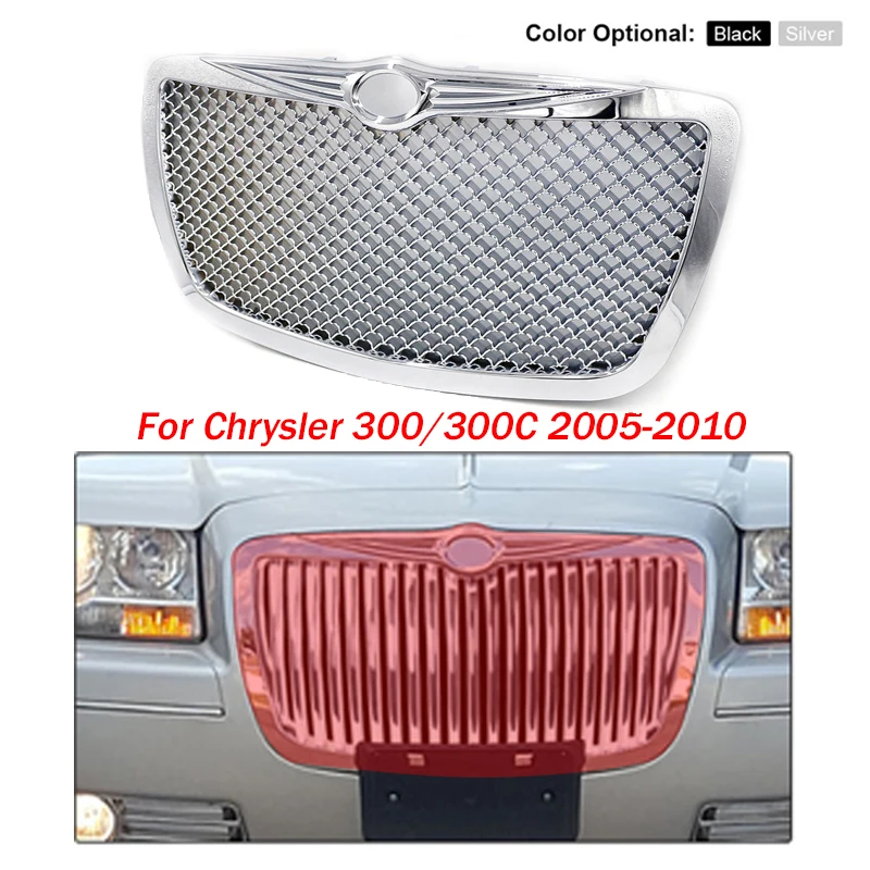 Car Front Racing Grills for Chrysler 300/300C 2004 2005-2010 Limited Touring Hood Grill Mesh Grille  TT101088 YC101088 BX101088