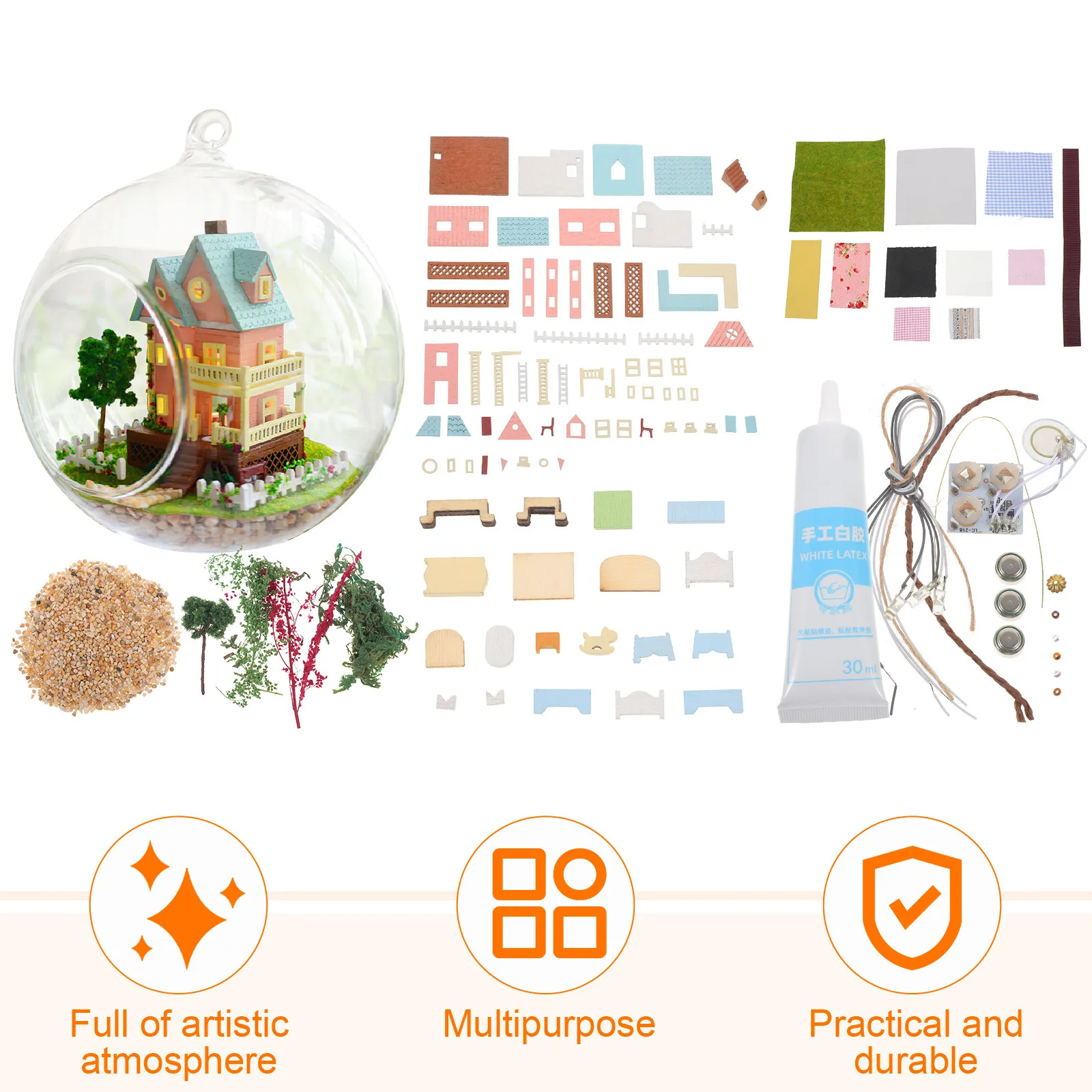 Bouw je eigen glazen huisje: creatieve miniatuurhuisdecoratie, doe-het-zelf activiteit voor gezinnen, tijd voor verbindingen, cadeau voor feestdagen