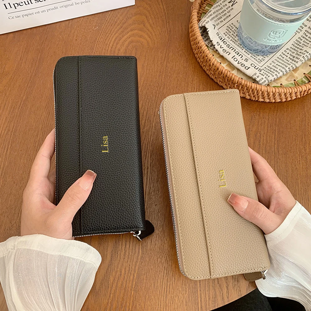 Customized name lady's wallet - women's style premium long purse for students, hand-held bag with high-end feel