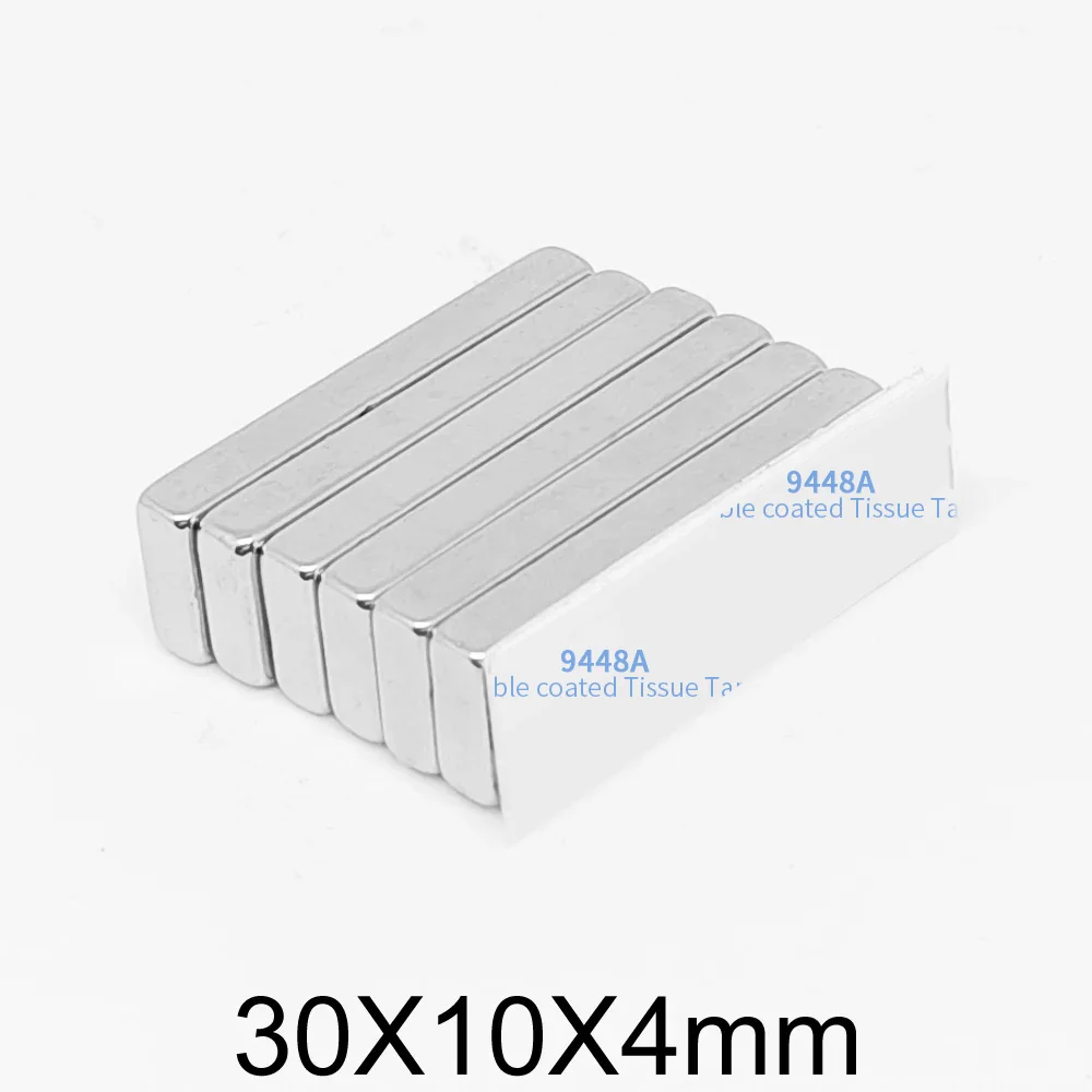 2/5/10/20/30/50PCS 30x10x4 Block Search Magnet Two Side With 3M Tape 30x10x4mm Quadrate Rare Earth Neodymium Magnet 30*10*4