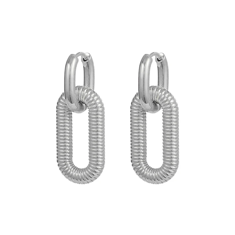 PANGJERY 316L Stainless Steel Stripe Geometric Drop Earrings For Women Exaggerated Fashion Creative Hip Hop Party Jewelry Gifts