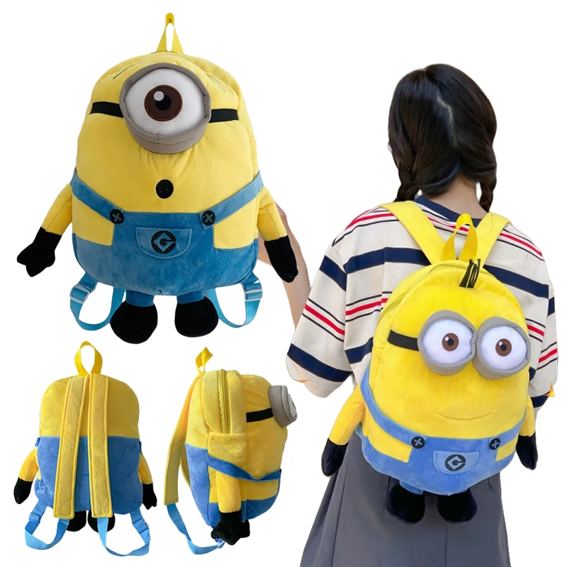 

Kawaii Minions Kevin Backpacks for Girls Women Cartoon Stuart Large Capacity Travel Snack Storage Bag Cute Bob School Bag Gifts