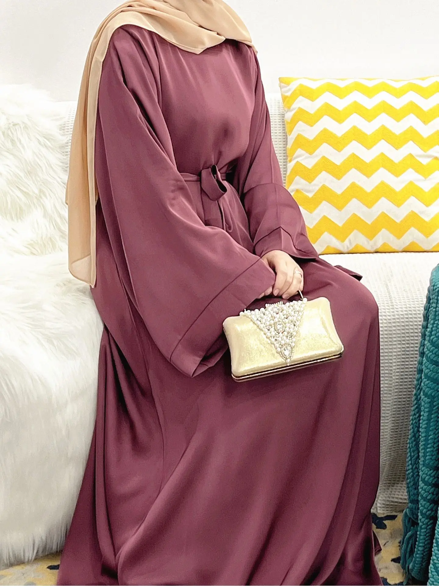 Eid Msulim Modest Dress Islamic Abaya Women Djellaba Kaftan Stain Pocket Kimono Jubah Dubai Islam Robe Maxi Vestidos