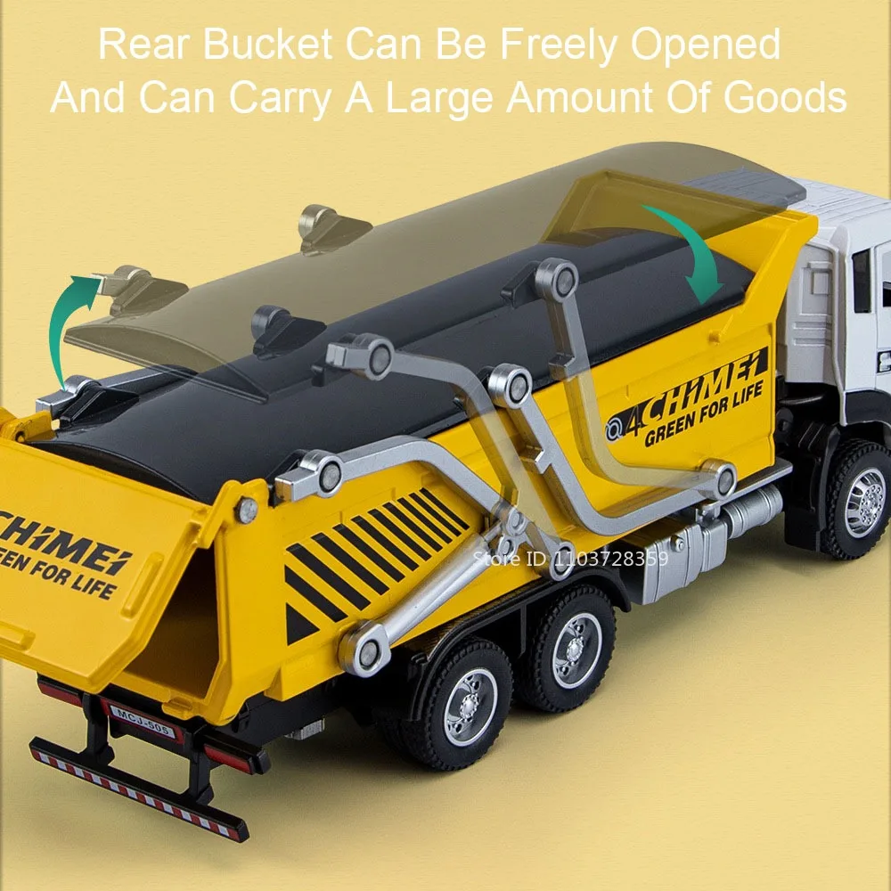 1:32 نفايات التربة النقل نموذج مركبة اللعب سبيكة دييكاست منصة مقطورات الصوت ضوء الأبواب مفتوحة التراجع للهدايا الأولاد