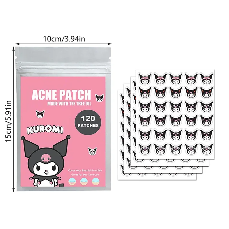 120PCS Kuromi KT katze Pickel Patch Akne Bunte Unsichtbare Akne Entfernung Hautpflege Aufkleber Concealer Gesicht Spot Schönheit Make-Up-Tool