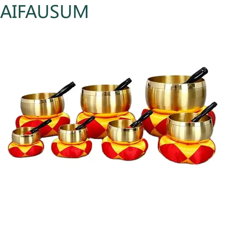 Campana tibetana de cobre, cuencos curativos para meditación, cuencos con sonido de Buda, 15cm,17,5cm,21cm,25cm