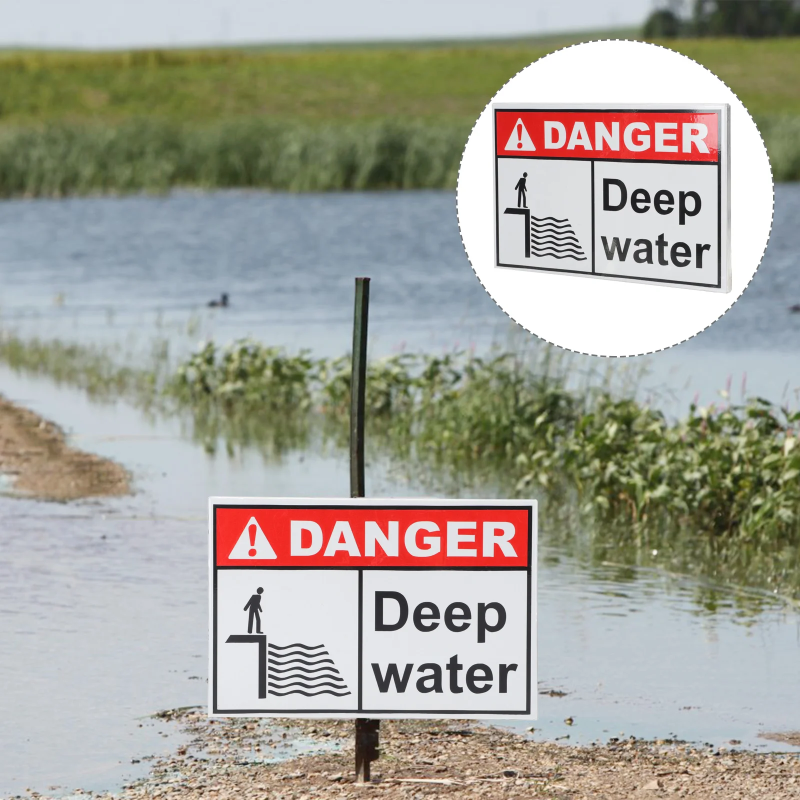 

Customized The Sign Water Depth Hazard Identification Dangerous Aluminum Plate Warning for Pond Caution Outdoor