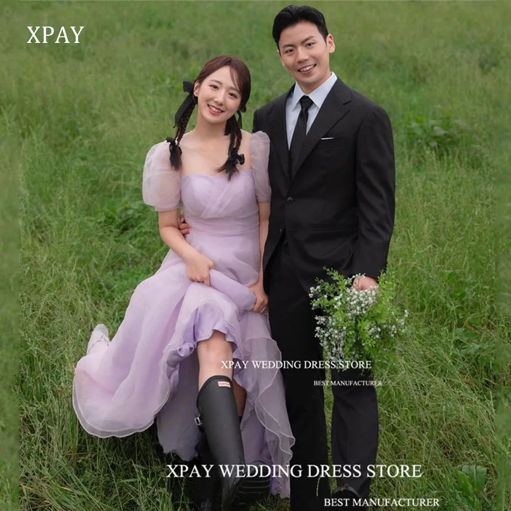 

XPAY Elegant Lavender Korea Evening Dresses Sweetheart Photos Shoot Fairy Tulle Prom Gowns Custom Corset Birthday Party Dress