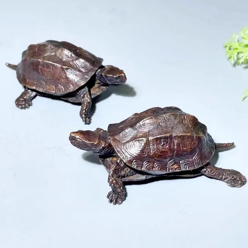 Vintage Copper Bagua Feng Shui Dragon Turtle Statue Desk Small Ornament Home Decoration Craft Accessories Animal Figurine view 3