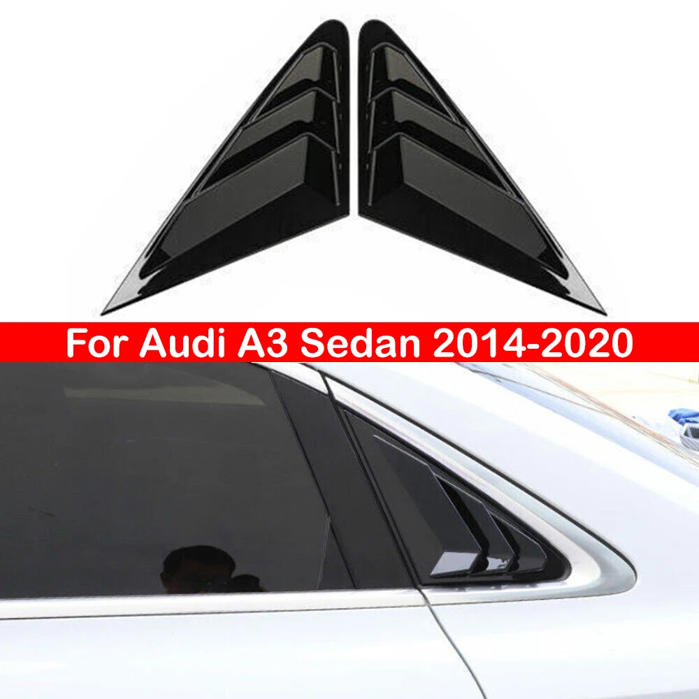 For Audi A3 Sedan 2014-2020 Car Rear Louver Window Side Shutter Cover Trim Sticker Vent Scoop ABS Carbon Fiber Auto Accessories