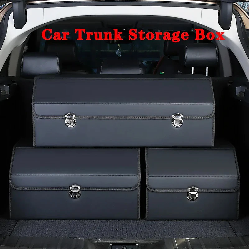 Car Trunk Organizer Box Large Capacity Auto Multiues Tools Storage Bag Stowing Tidying Leather Camping Outdoor Car Storage Bags 