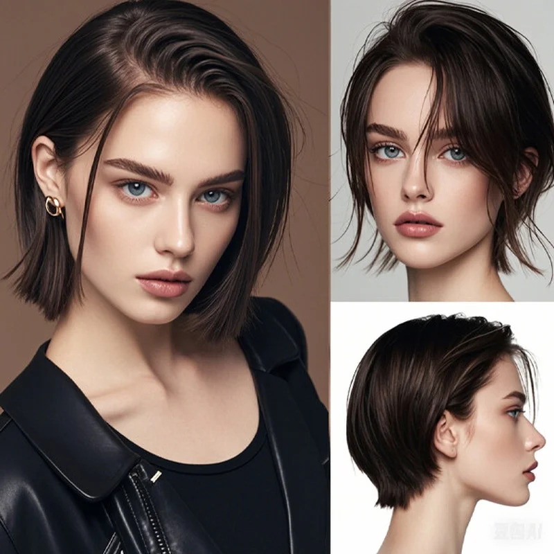 Short Straight  Hair Wigs Pixie Cut Bob Glueless Wigs 13x1 Lace Front Wigs
