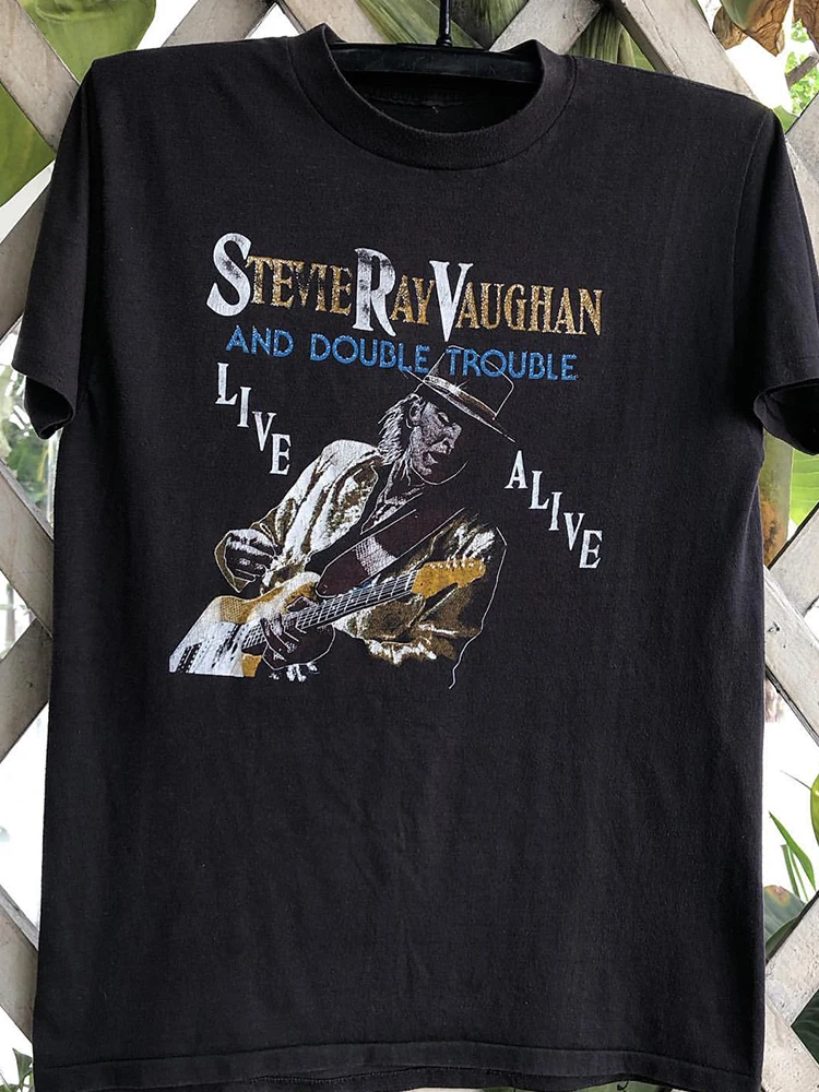 Stevie Ray Vaughan Portrait Chic Hip Hop Short Sleeve T-Shirt Men Loose Fit Cotton Youthful Print Creative Interest Casual Wear