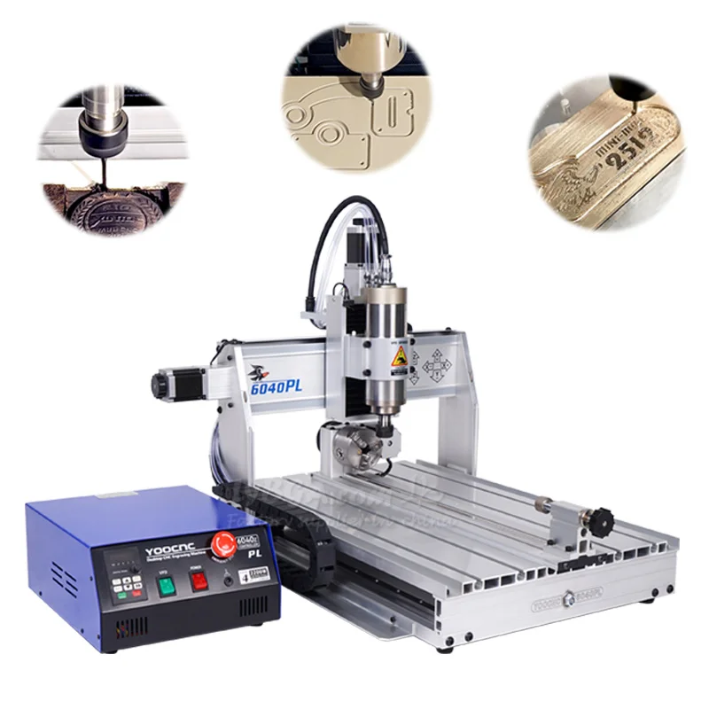 Metal Engraving Machine 3-axis 4-axis 6040PL Wood PCB Cutting Equipment with Water Tank 1.5KW 2.2KW