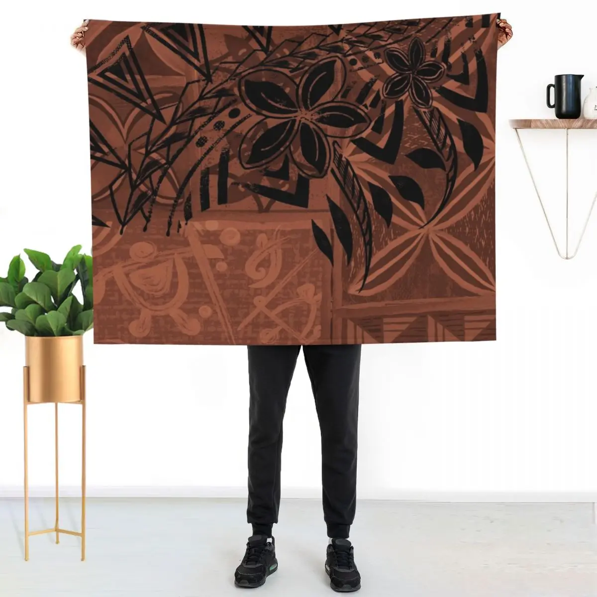 Vintage Hawaiian Tribal Petroglyph Pattern Throw Blanket For Baby Travel blankets ands Quilt Sleeping Bag Blankets