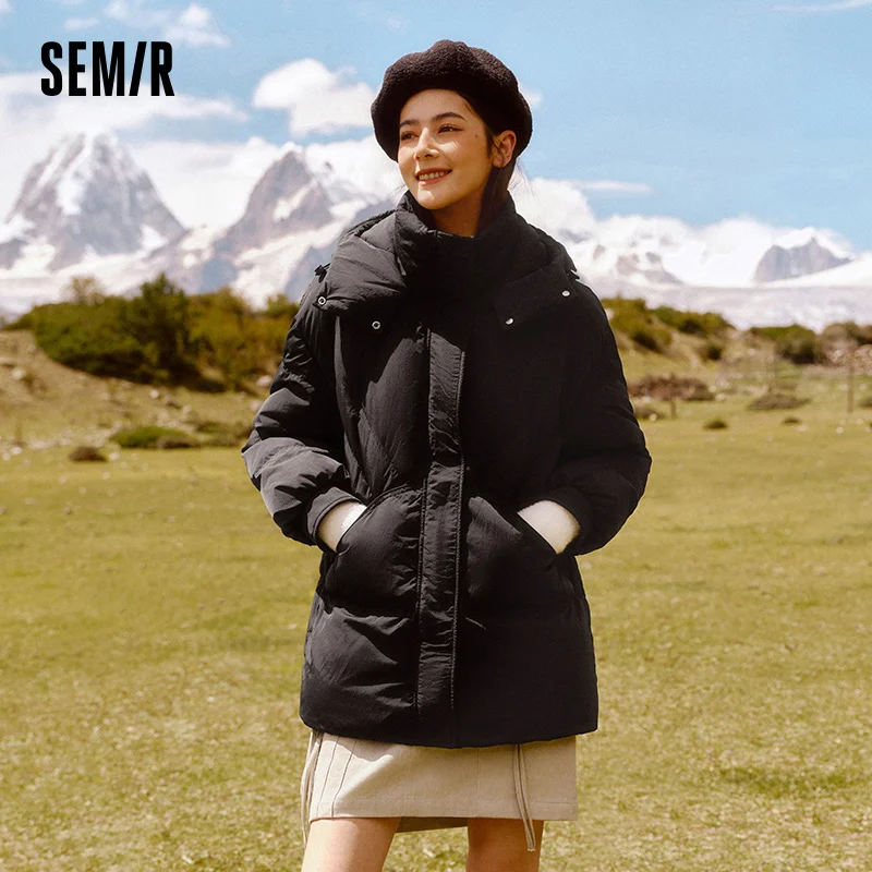 

Semir пуховые пальто женские средней длины с капюшоном теплые удобные осенне-зимние новые пальто зимняя одежда женские новые пальто и куртки