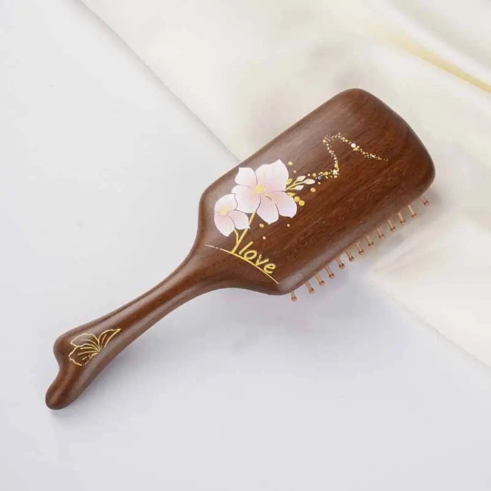 

Портативная расческа из сандалового дерева с антистатическим эффектом, массажная расческа с воздушной подушкой для улучшения кровообращения кожи головы, для кудрявых волос