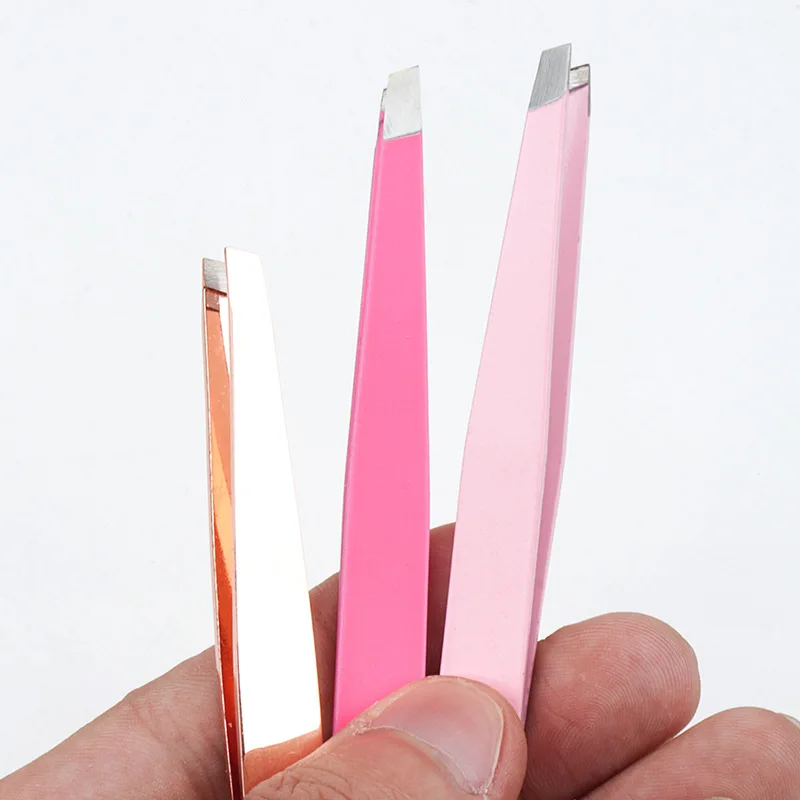 Pince à sourcils, pince à sourcils en acier inoxydable, extracteur de poils fins, pinces à sourcils inclinées en acier inoxydable, outils de maquillage pour l'élimination
