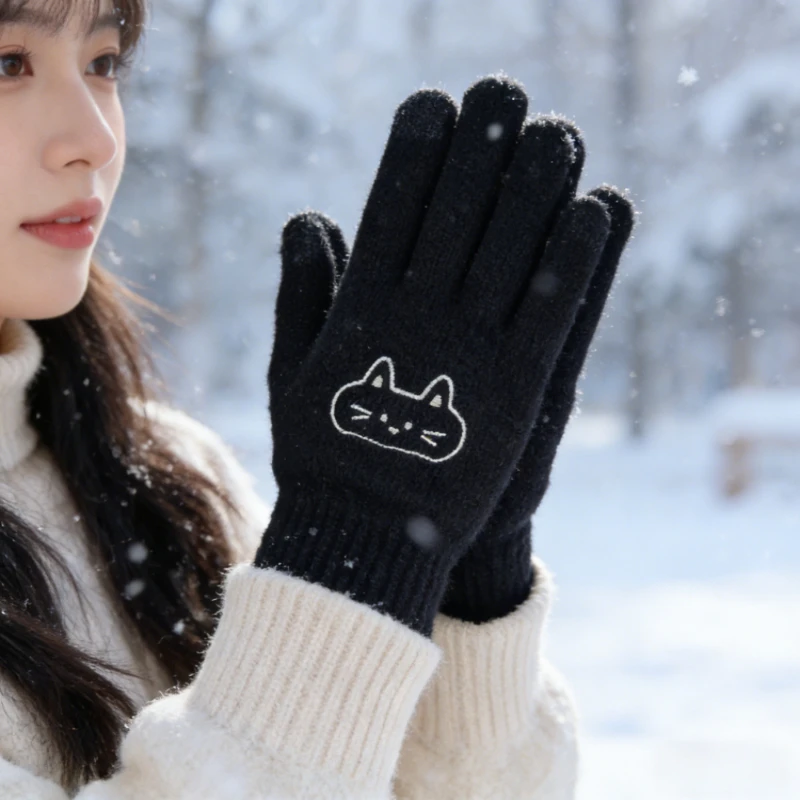 Neue Outdoor-Handschuhe, warme Touchscreen-Handschuhe zum Radfahren, kältebeständig, dünn, Fleece-ähnlich, Kaschmir, Thermo-Handschuhe, winddichte Fäustlinge