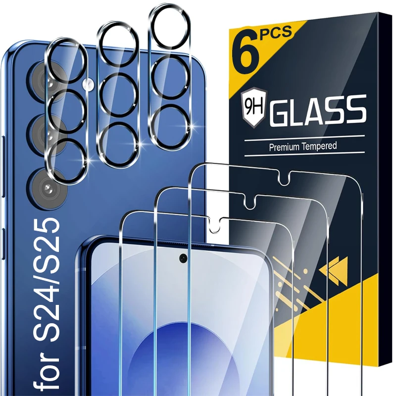 Tempered Glass For Samsung Galaxy S25 Ultra S25 Plus Hardness Screen Protector Camera Lens Cover For S24 Plus Ultra S25Ultra