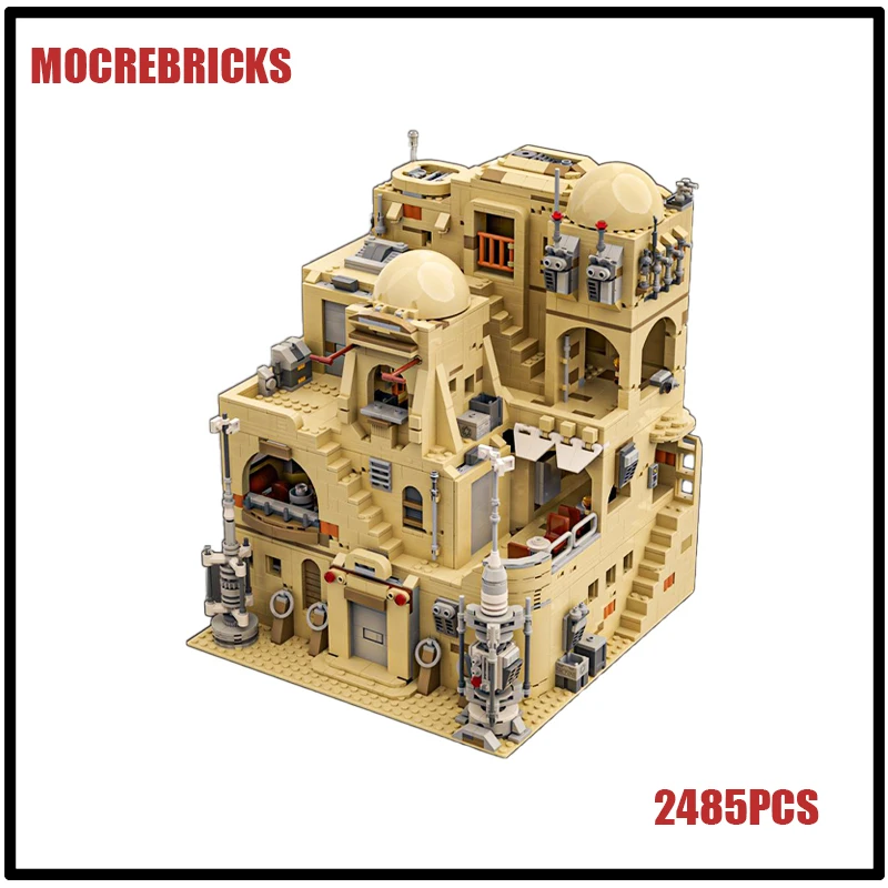 MOC-183202 Star Movie Desert Architecture Mos Cantina Building Blocks Assembly Model Street View Creative Kids Bricks Toys Gifts