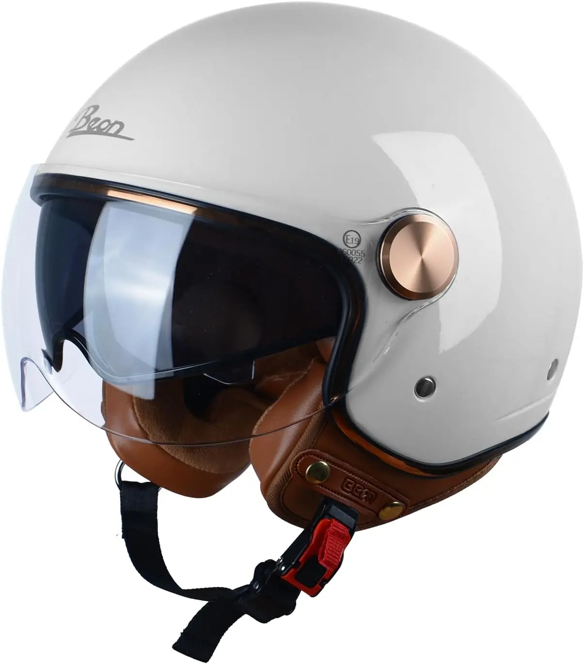 

(Small)Open Face Motorcycle Helmet for Adults, DOT Approved,3/4 Retro Vespa Helmet, Dual Visors Men's and Women's Motorbike Casc