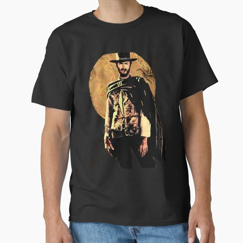 

Vintage film A Fistful of Dollars Cowboy movie Eastwood Retro Gift t shirt for men Large size Tops 100% cotton printed Clothes