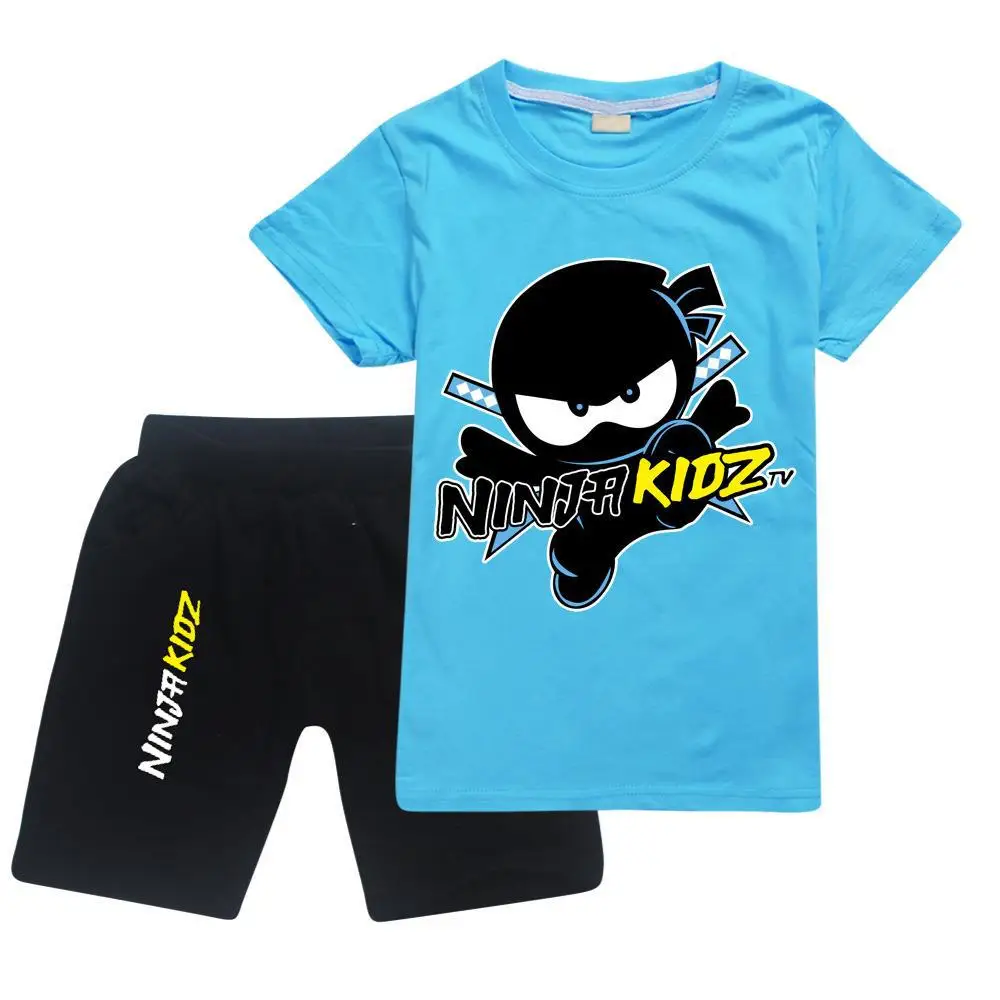 Gra NINJA KIDZ kostium niemowlęce dziewczynki letnie ubrania dla dzieci kreskówka strój sportowy maluch chłopcy Catnap T Shirt + szorty 2 szt zestawy